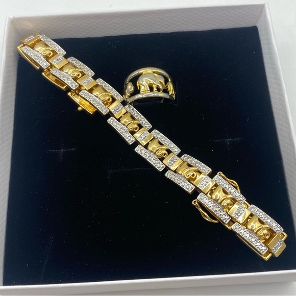 Vintage Bracelet and ring size 6 Two-tone 925 China Sterling Silver 10k GP - Picture 14 of 14